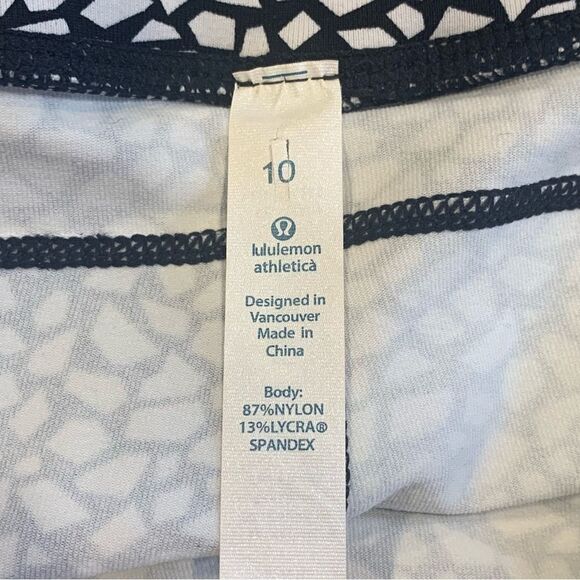 Lululemon Run Inspire Zipper Pocket Black White Leggings Size 10 - Picture 9 of 12